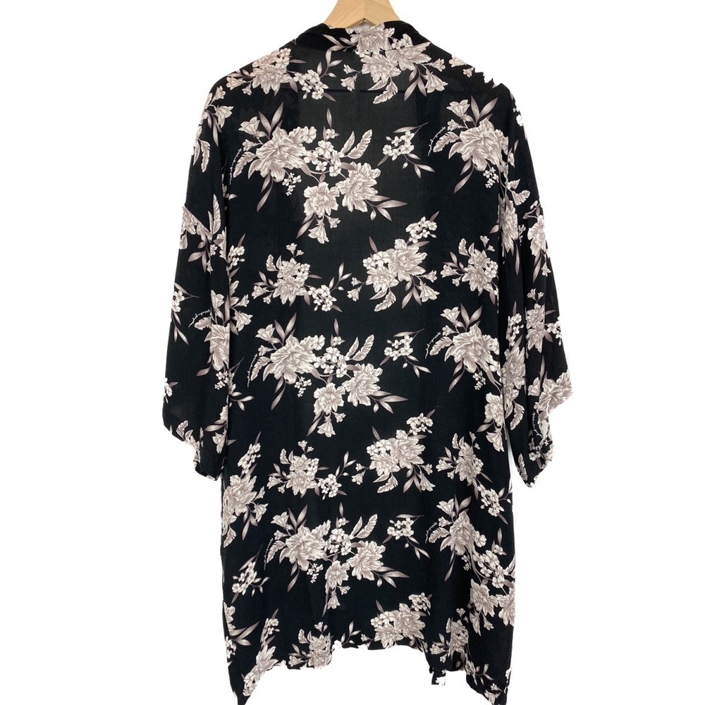 Spiritual Gangster Maya Floral Kimono Robe Cardigan, Black - Size OS - Picture 7 of 11